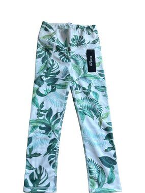 BEBE Sport Palm Leaf Tropical Crop Leggings Sz S NEW with tags